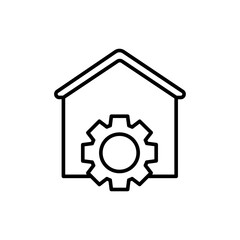 House setting outline icons, minimalist vector illustration ,simple transparent graphic element .Isolated on white background