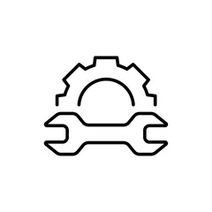 Gear settings outline icons, minimalist vector illustration ,simple transparent graphic element .Isolated on white background