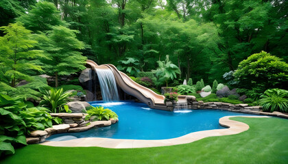 pool in a tropical garden