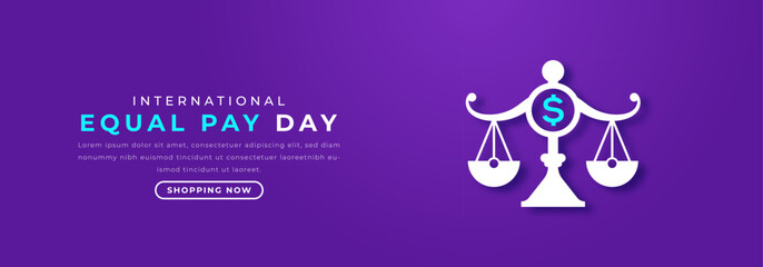 International Equal Pay Day Paper cut style Vector Design Illustration for Background, Poster, Banner, Advertising, Greeting Card - obrazy, fototapety, plakaty