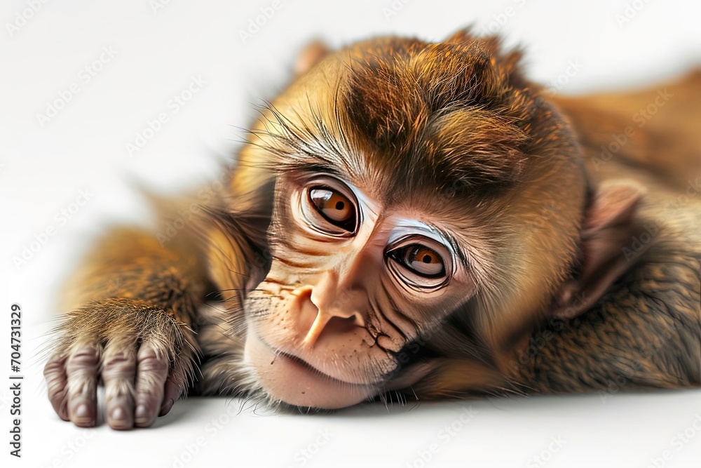 Wall mural Lazy Monkey Isolated