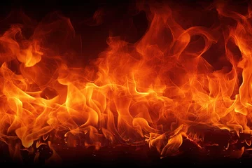 Poster Banner background with blazing fire flames depicting the burning concept © The Big L