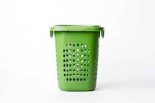Green trash bin on white background can be used for layout Concept of sorting garbage