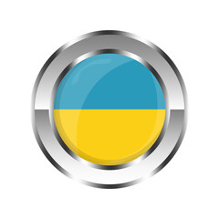 Ukraine flag circle shape button. Vector illustration. EPS 10.