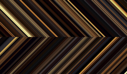 Harmonious detailed striped geometric pattern composed of big amount of thin golden and brown stripes. - obrazy, fototapety, plakaty
