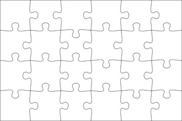 Puzzles grid. blank template. Jigsaw puzzle with 24 pieces. Mosaic background for thinking game is 3x2 size. Game with details. Vector illustration.