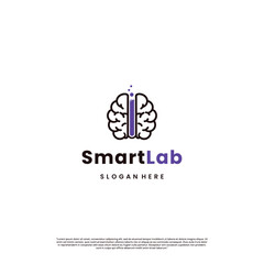 Brain lab logo design on isolated background, smart science logo concept vector