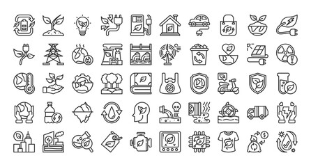 ecology line icon set