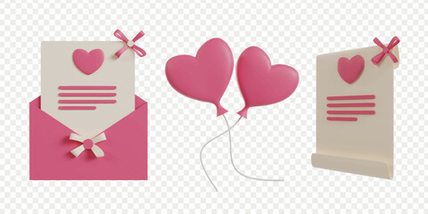 Wedding 3d icons render clipart. Romance valentine vector illustration template.