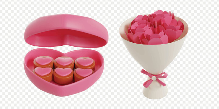 Wedding 3d icons render clipart. Romance valentine vector illustration template.
