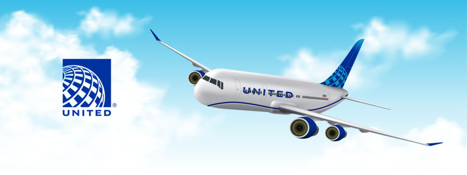 Aircraft of United Airlines, Top 49 of The World's Top 100 Airlines in 2023 (Vector)