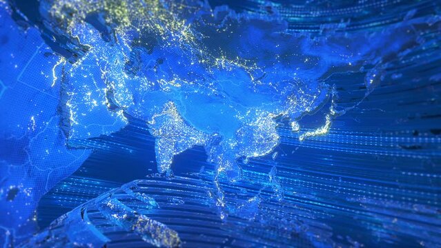 Global earth map rotating digital world breaking news Studio Background 