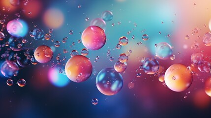 Colorful bubbles floating in a blue and purple background - obrazy, fototapety, plakaty