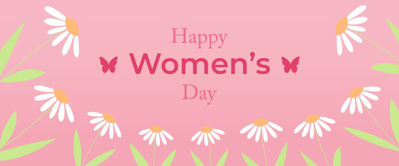 Festive banner for International Women's Day with flowers