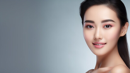 Naklejka premium skin care. happy woman with beauty and healthy face