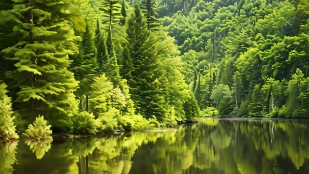 Bright green forests and calm waters