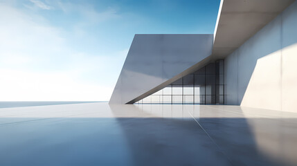 Obraz premium 3d render of abstract futuristic architecture with empty concrete floor