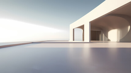 Fototapeta premium 3d render of abstract futuristic architecture with empty concrete floor