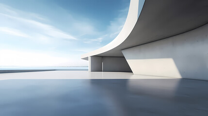 Fototapeta premium 3d render of abstract futuristic architecture with empty concrete floor