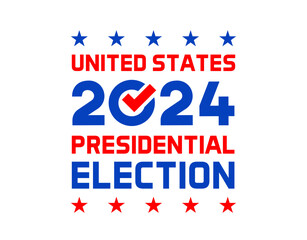 United States of America 2024 Presidential Election day. Vector banner with usa flag colors and text