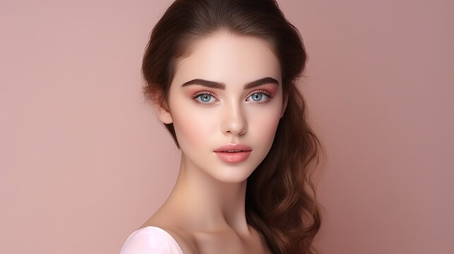 beautiful face young woman clean skin beauty makeup