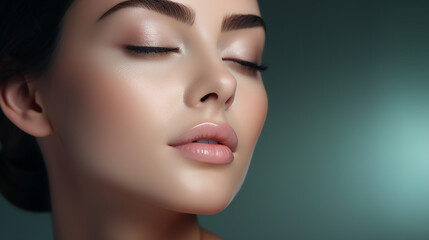 beautiful woman face with healthy clean beauty skin