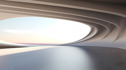 3d render of abstract futuristic architecture with empty concrete floor