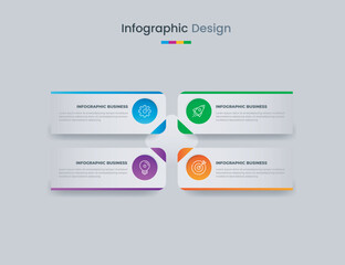 Business infographic design template with icons and 4 options or steps. Can be used for workflow, presentation, etc. Vector illustration