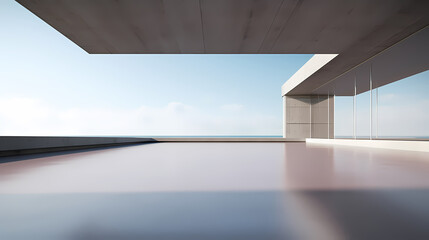 3d render of abstract futuristic architecture with empty concrete floor