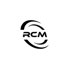 Obraz premium RCM logo. R C M design. White RCM letter. RCM, R C M letter logo design. Initial letter RCM letter logo set, linked circle uppercase monogram logo. R C M letter logo vector design. 