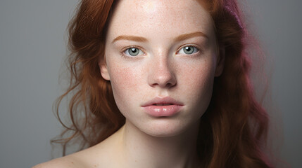 beautiful young woman with rosacea - obrazy, fototapety, plakaty
