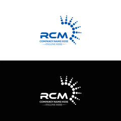 RCM logo. R C M design. White RCM letter. RCM, R C M letter logo design. Initial letter RCM letter logo set, linked circle uppercase monogram logo. R C M letter logo vector design.	
