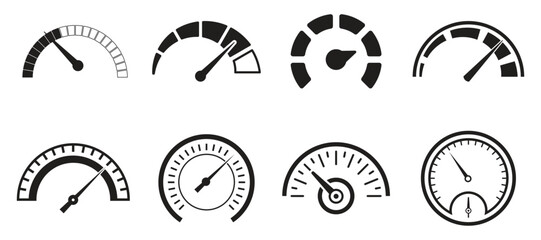 Speedometer, tachometer icon. Speed indicator sign. Internet car speed. Performance concept.