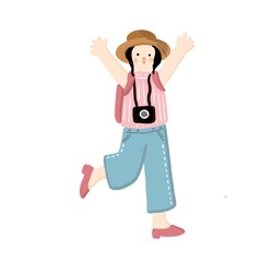 cute character illustration icon - cute girl women 