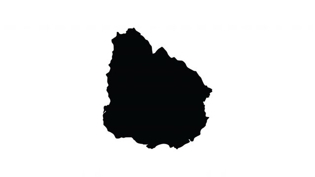 Animation forms a map icon for the country of Uruguay