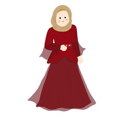 cute happy women character hijab girl illustration