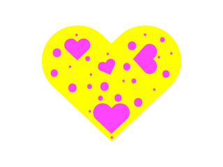 yellow and pink Valentine Heart vector illustration 