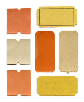 Blank Vintage Ticket Stubs - Warm Colors - Isolated