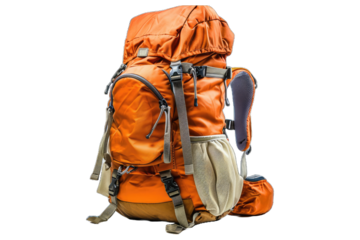 orange backpack isolated on a transparent background