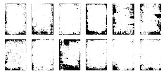 Dirty Grunge Textures Vector collection. Grunge Frames Vector. Overlay textures set stamp with grunge effect. Old damage Dirty grainy and scratches.	 - obrazy, fototapety, plakaty