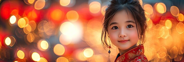 Capturing Cultural Riches: Chinese New Year Celebrations through the Lens, a cute Chinese kid during the celebration of Chinese New Year, particularly in the auspicious Dragon 