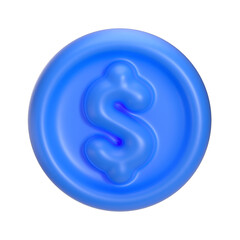 3D Blue glossy coin icon