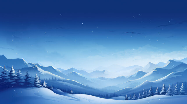 Blue Sky Gradients Above Snowy Mountain Peaks. Perfect for Wall Art, Nature Calendars, Social Media Posts, Website Banners, Inspirational Quotes, Desktop Backgrounds, Wallpaper - Powered by Adobe