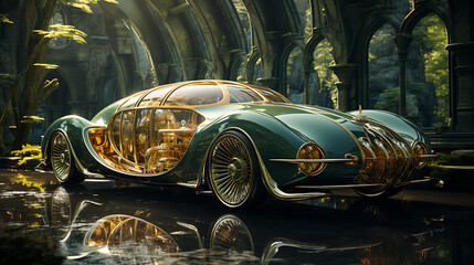 Surreal Fantasy Car Image. (It is available in multiple fields of photography). Generative AI