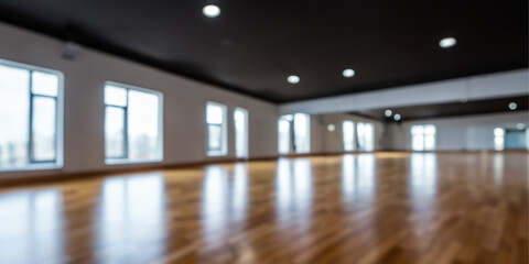 Interior of an empty dance, fitness studio hall 