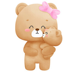 Fototapeta premium Mother bear holding baby bear