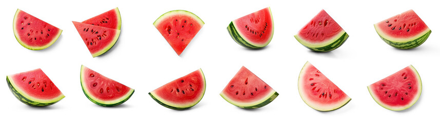 Set of  slice  watermelon isolate on transparency background png 