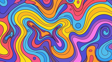 Hand-drawn groovy psychedelic background