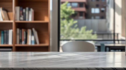 marble table top in library background