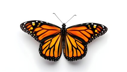 Obraz premium Beautiful colorful monarch butterfly isolated on white background